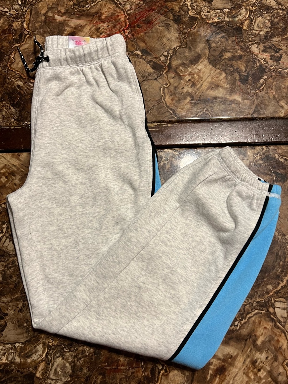 Nascar Light Gray Joggers with Blue Side Panel and Black Trim